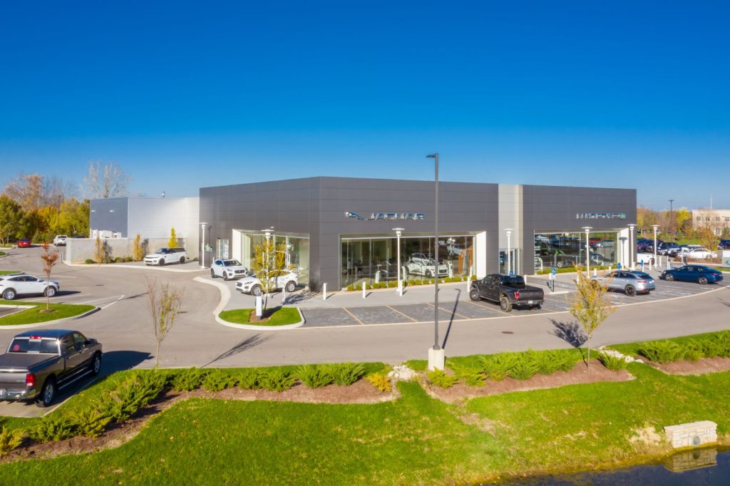 Exterior of the Midwestern Auto Group's Jaguar/Land Rover dealership.