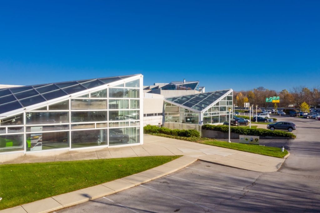 Exterior of Midwestern Auto Group's Lambourghini and Bentley dealership.