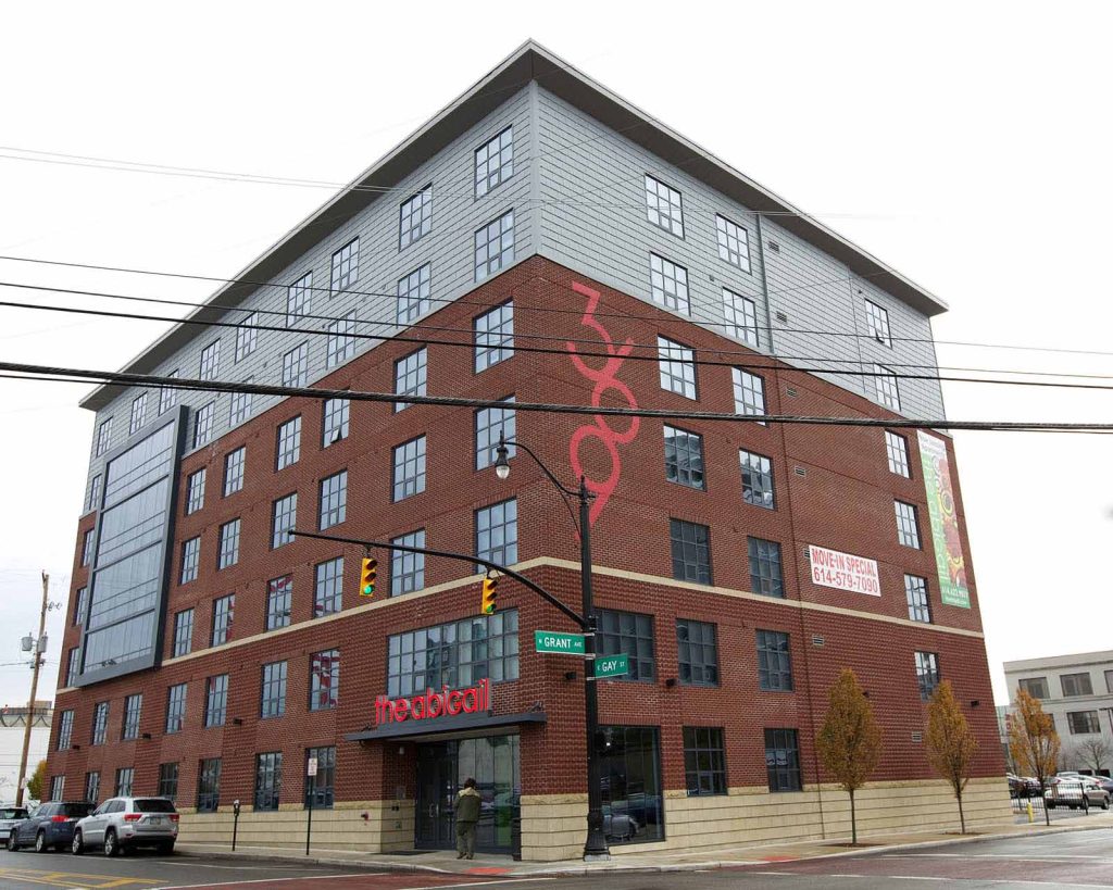 Exterior of the Abigail student apartments.