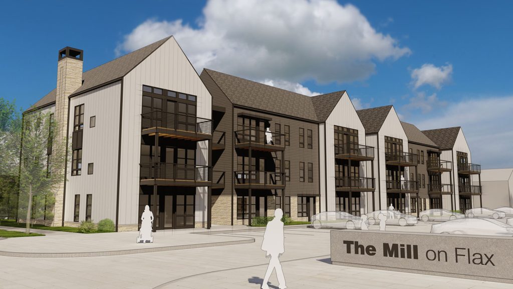 Rendering of the Mill on Flax apartment complex.